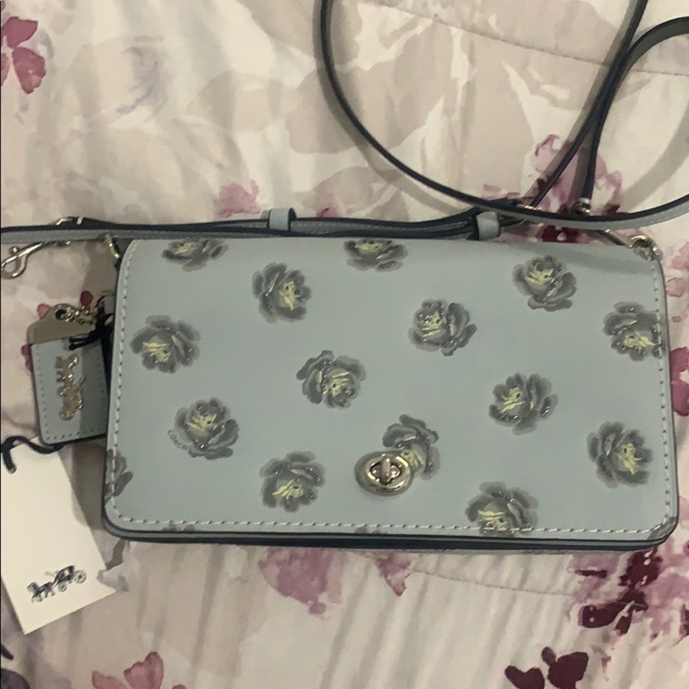 Coach baby blue floral  crossbody bag
